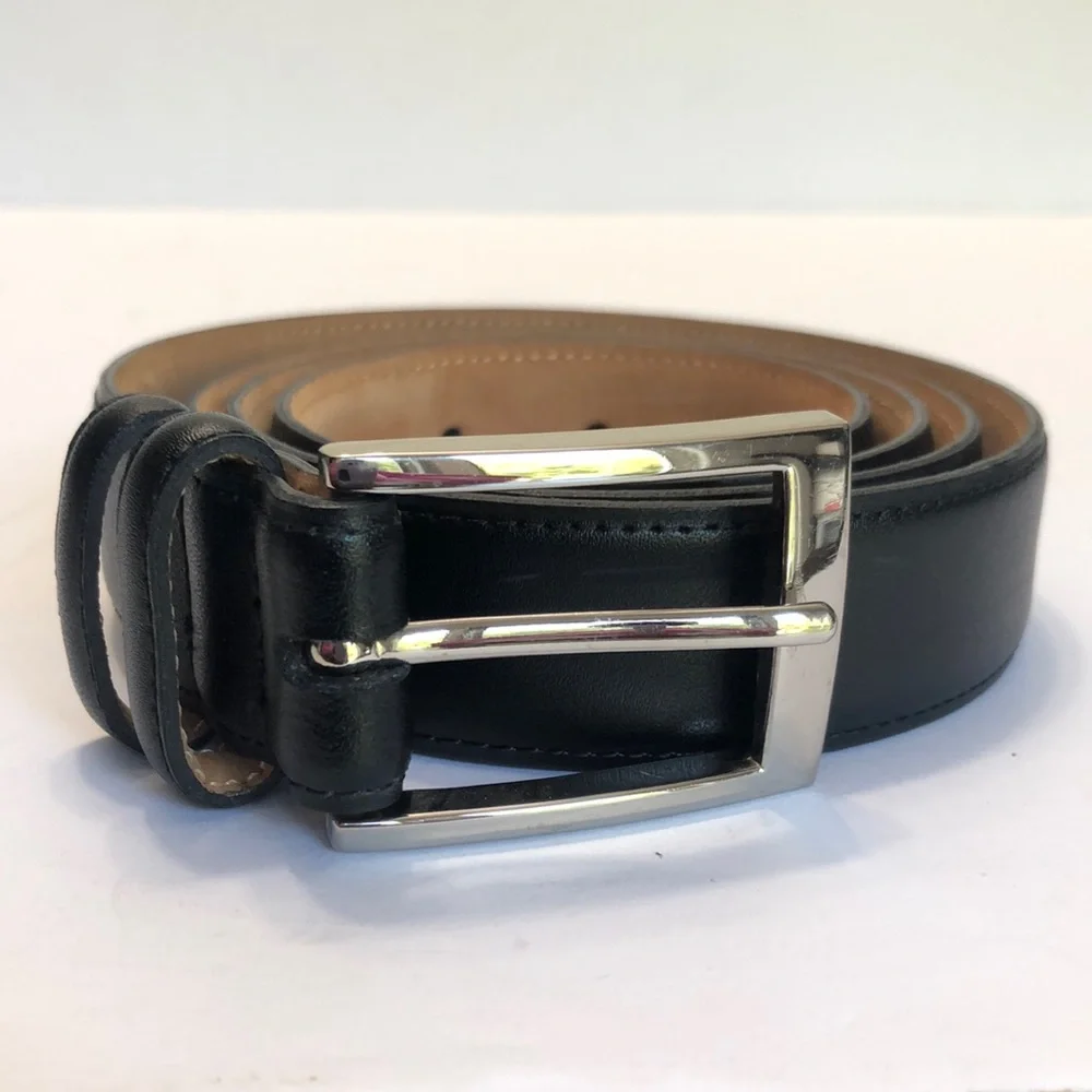 Black Silver Genuine Leather Belt size XL